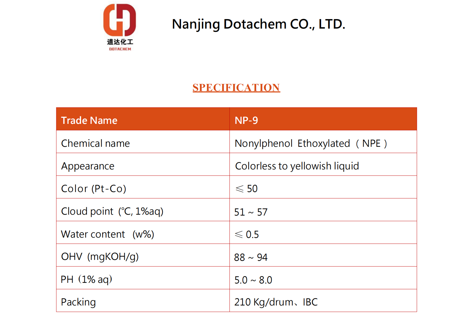 노닐페놀 에톡실화-9-TDS-Dotachem